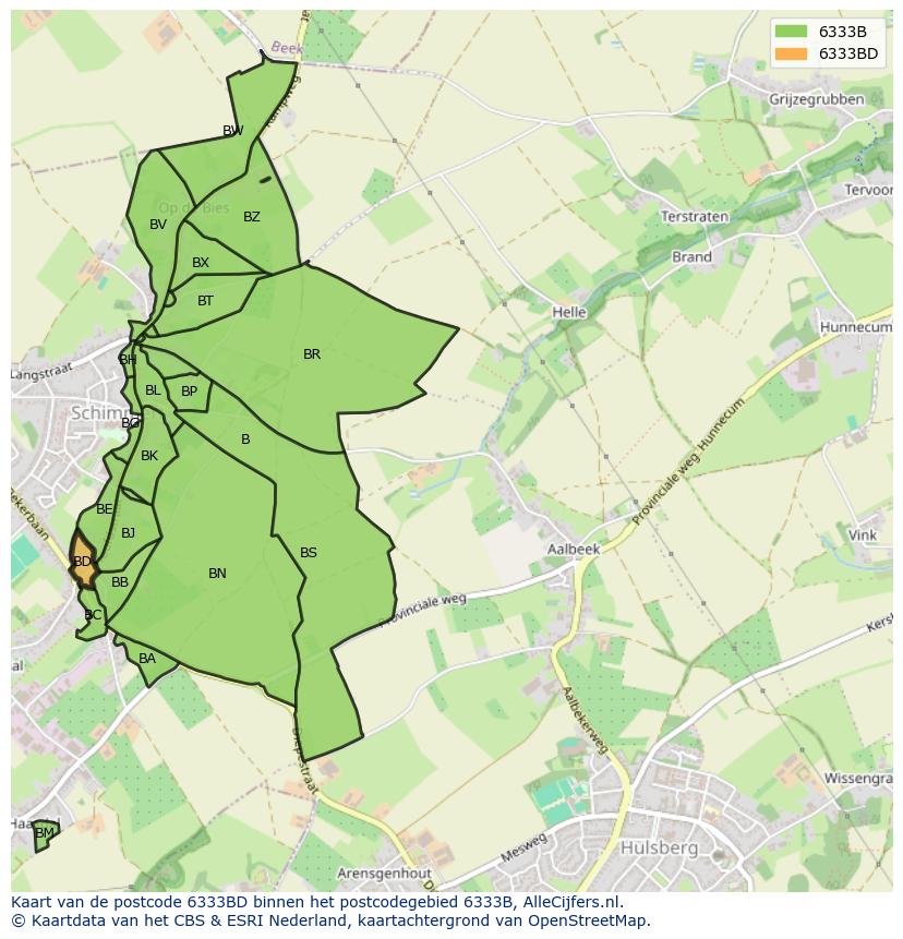 Afbeelding van het postcodegebied 6333 BD op de kaart.