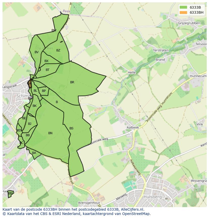 Afbeelding van het postcodegebied 6333 BH op de kaart.