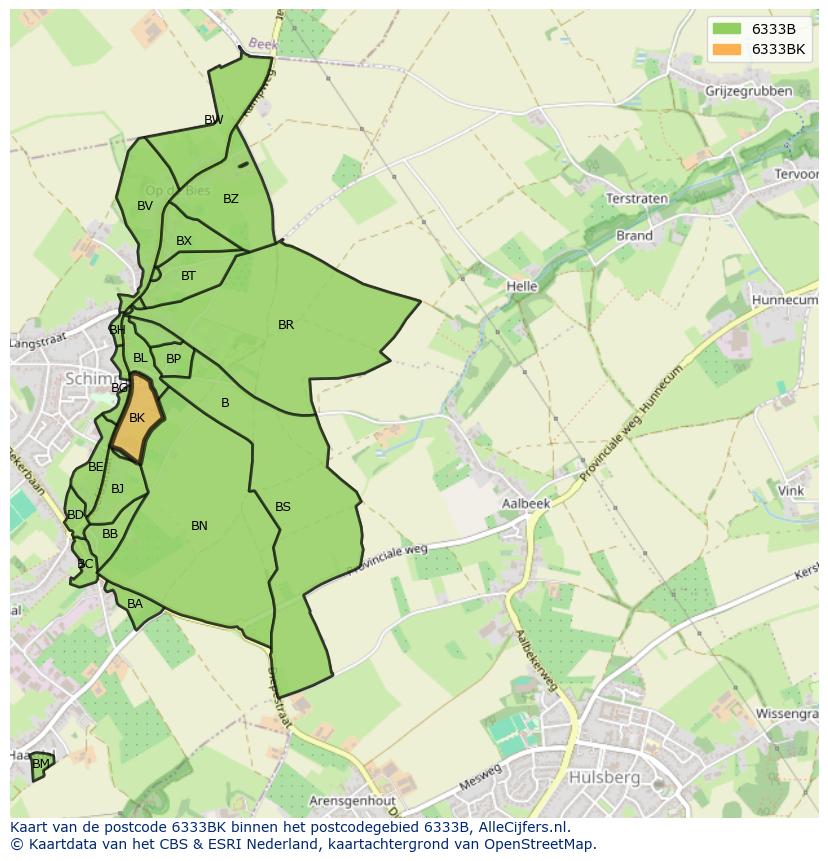 Afbeelding van het postcodegebied 6333 BK op de kaart.