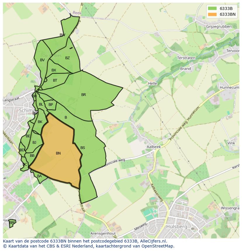 Afbeelding van het postcodegebied 6333 BN op de kaart.