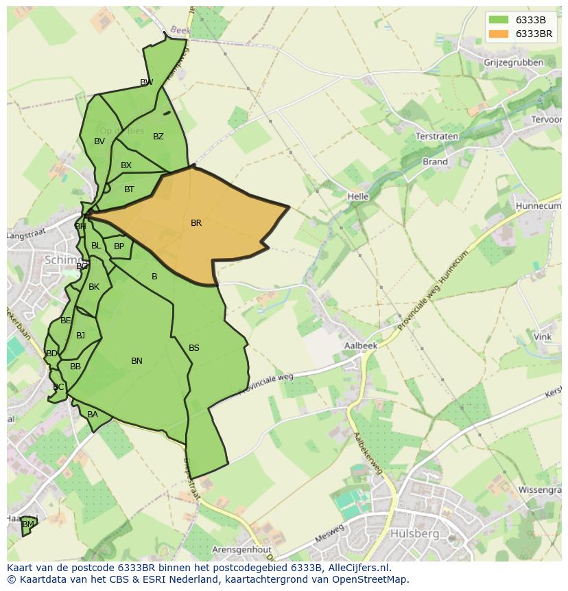 Afbeelding van het postcodegebied 6333 BR op de kaart.