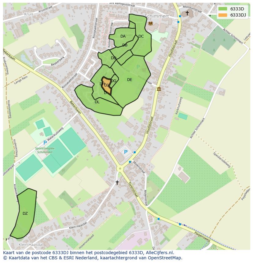 Afbeelding van het postcodegebied 6333 DJ op de kaart.