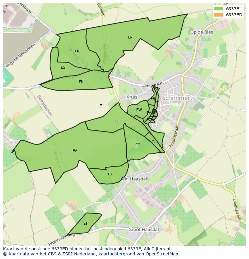 Afbeelding van het postcodegebied 6333 ED op de kaart.