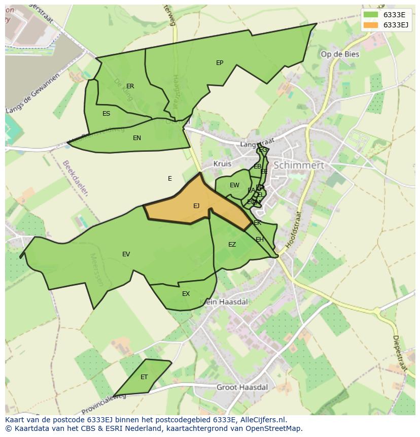 Afbeelding van het postcodegebied 6333 EJ op de kaart.