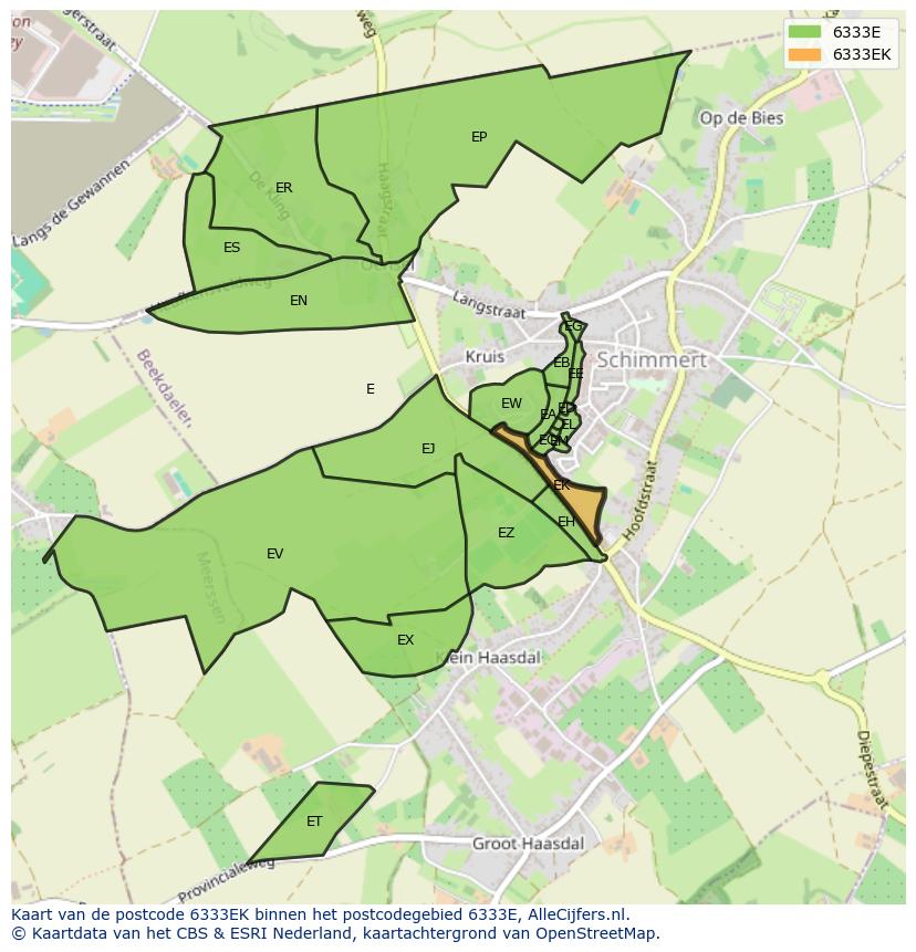 Afbeelding van het postcodegebied 6333 EK op de kaart.