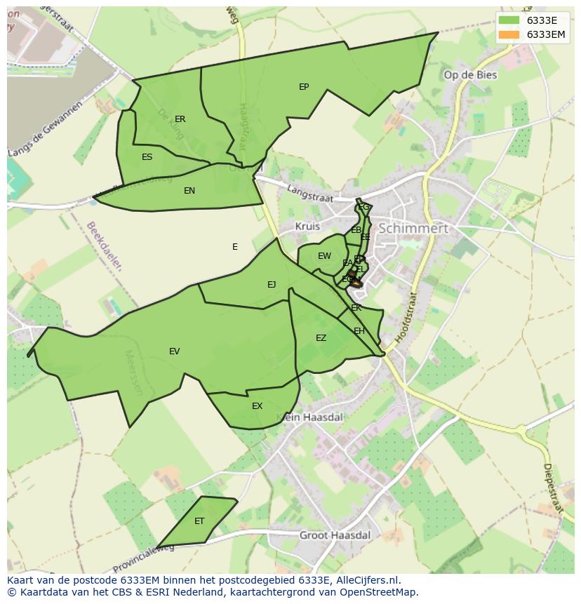 Afbeelding van het postcodegebied 6333 EM op de kaart.