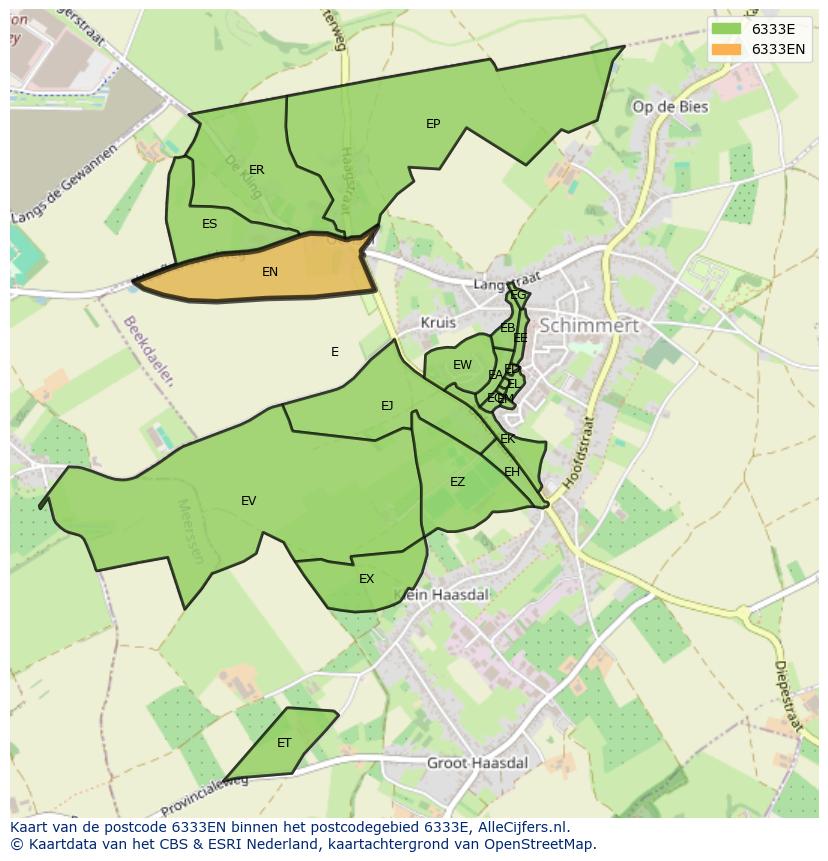 Afbeelding van het postcodegebied 6333 EN op de kaart.