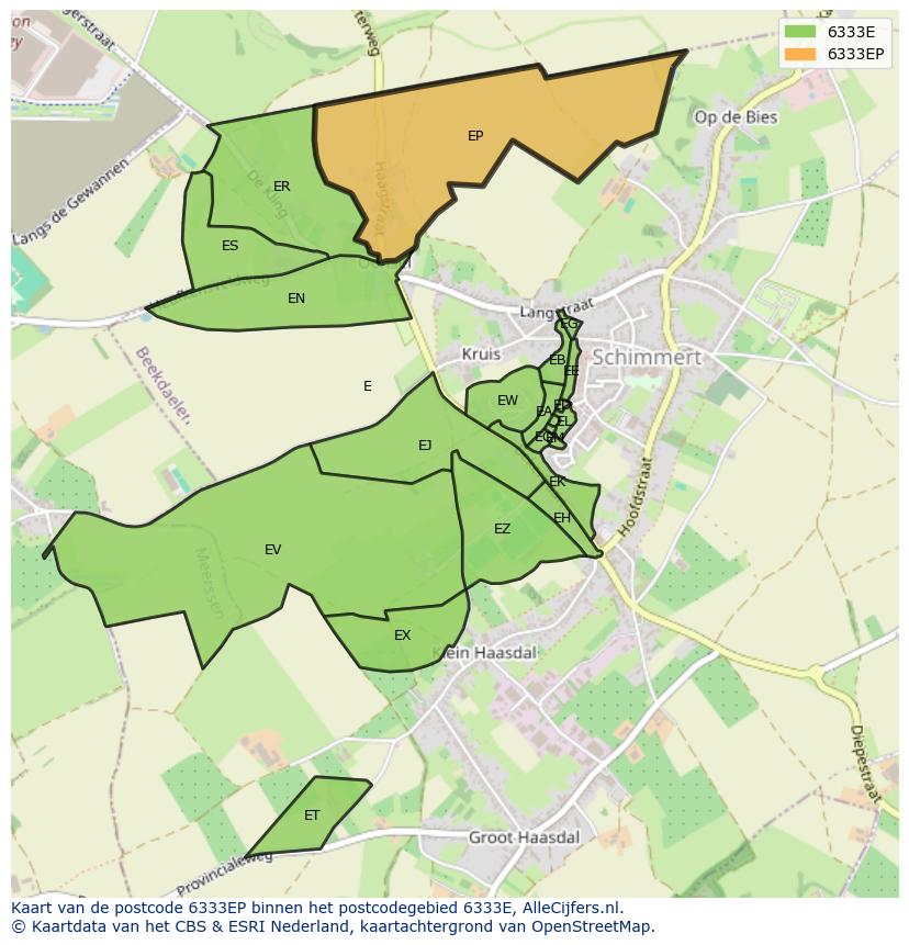 Afbeelding van het postcodegebied 6333 EP op de kaart.