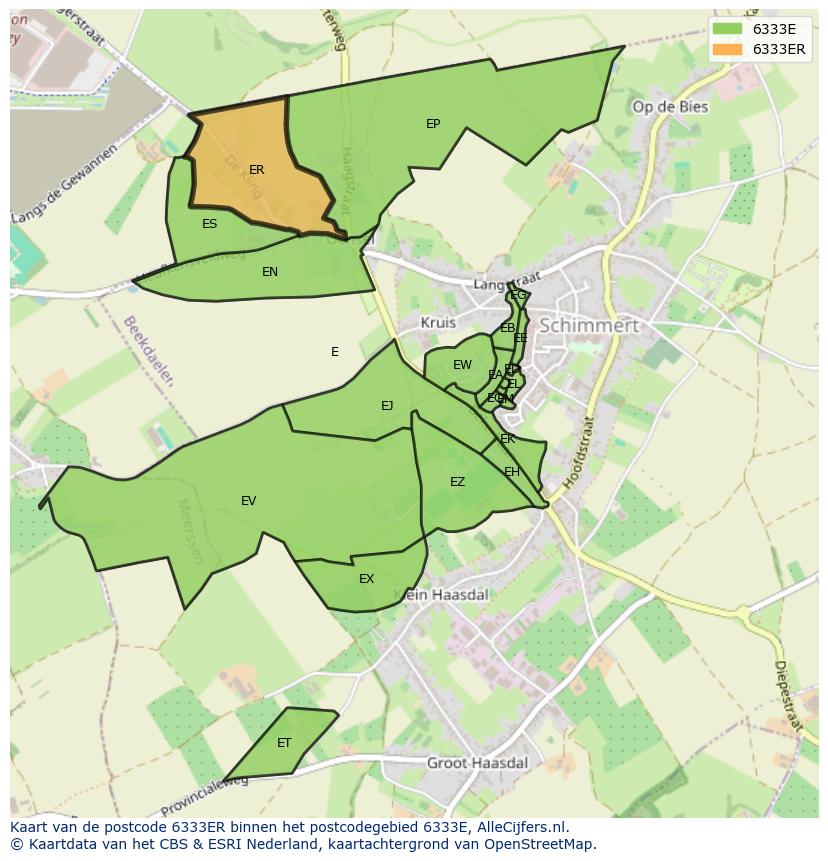 Afbeelding van het postcodegebied 6333 ER op de kaart.