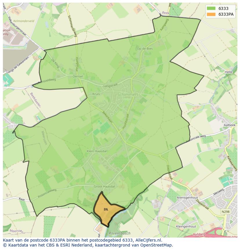 Afbeelding van het postcodegebied 6333 PA op de kaart.