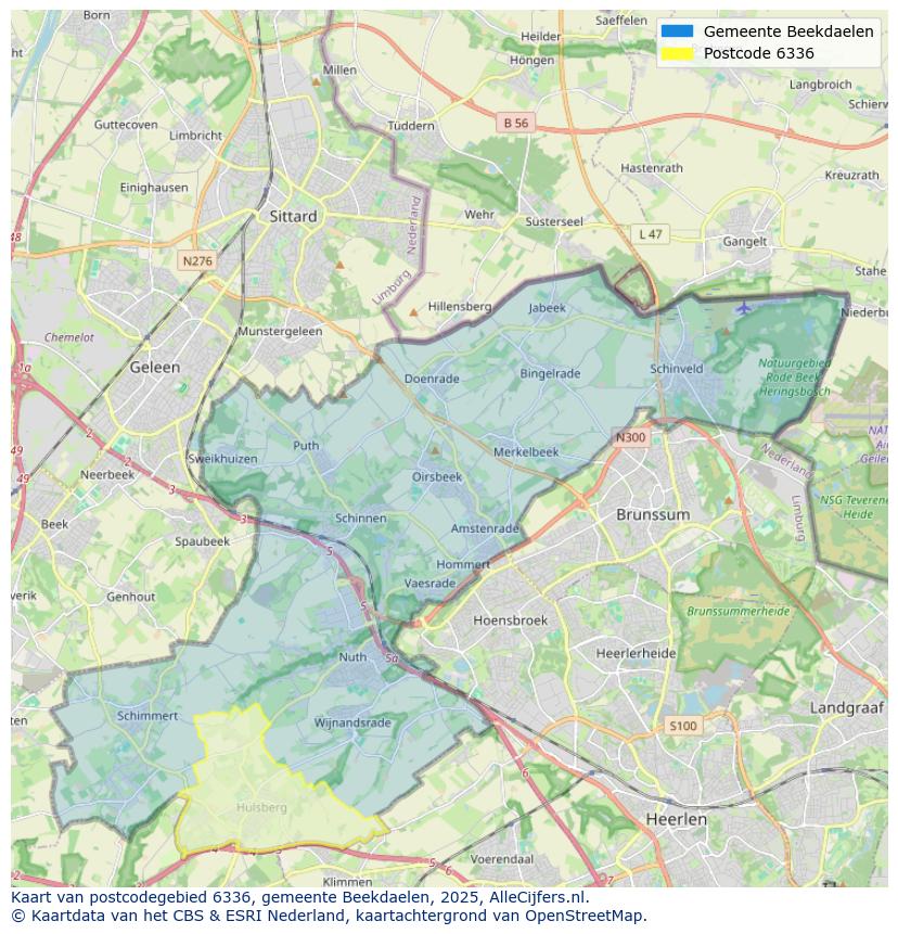 Afbeelding van het postcodegebied 6336 op de kaart.