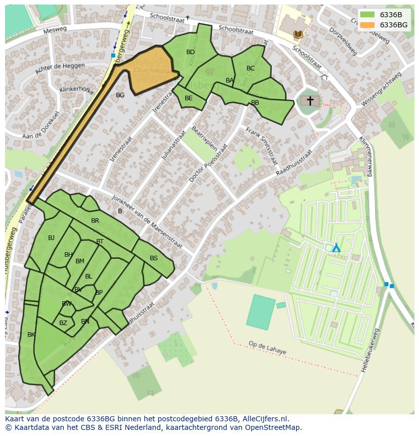Afbeelding van het postcodegebied 6336 BG op de kaart.