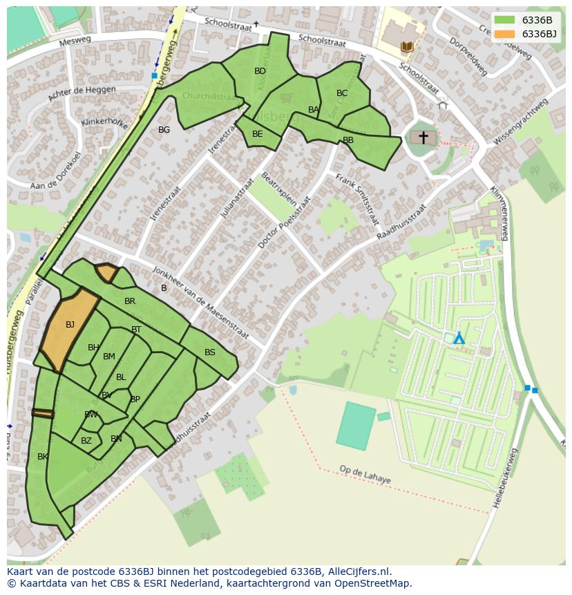 Afbeelding van het postcodegebied 6336 BJ op de kaart.