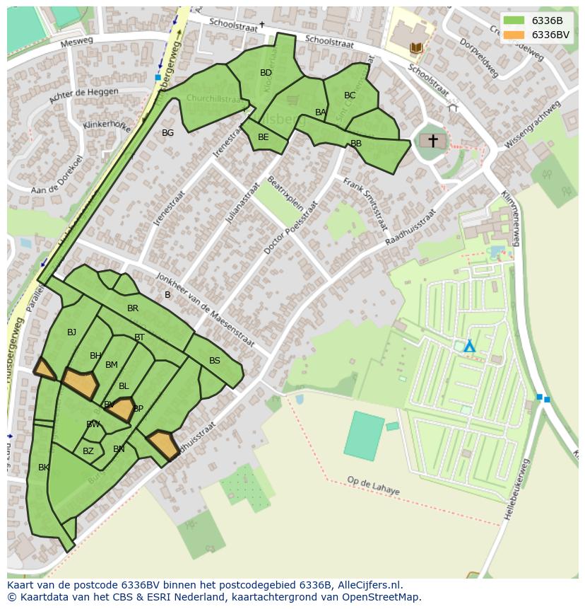 Afbeelding van het postcodegebied 6336 BV op de kaart.