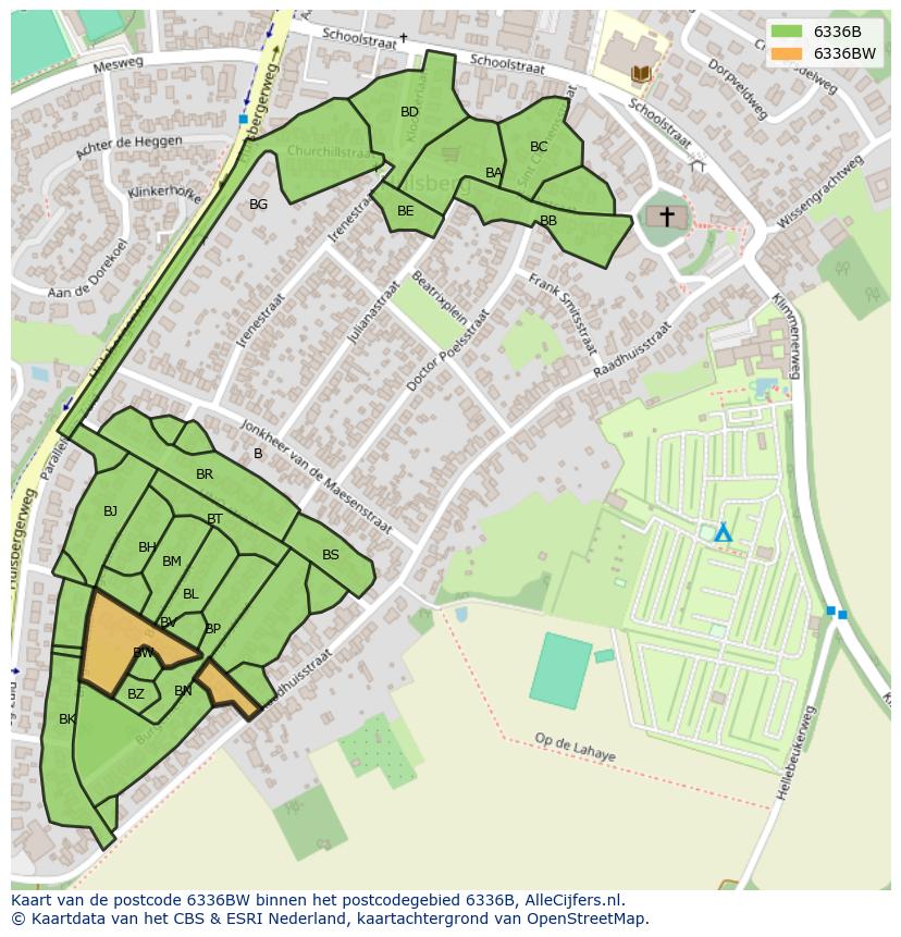 Afbeelding van het postcodegebied 6336 BW op de kaart.