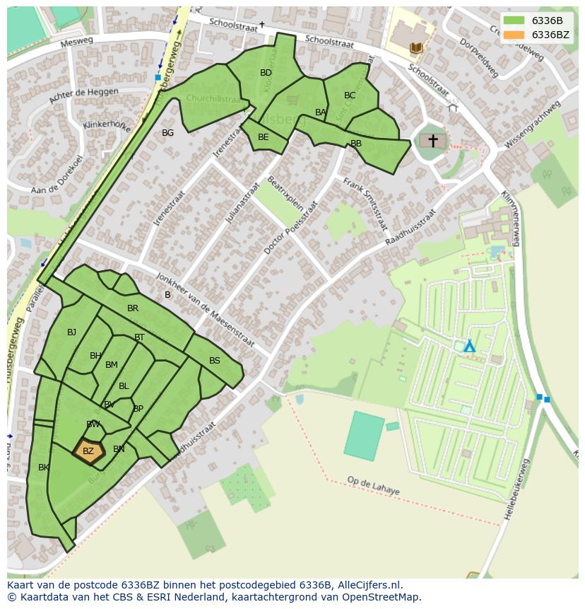 Afbeelding van het postcodegebied 6336 BZ op de kaart.