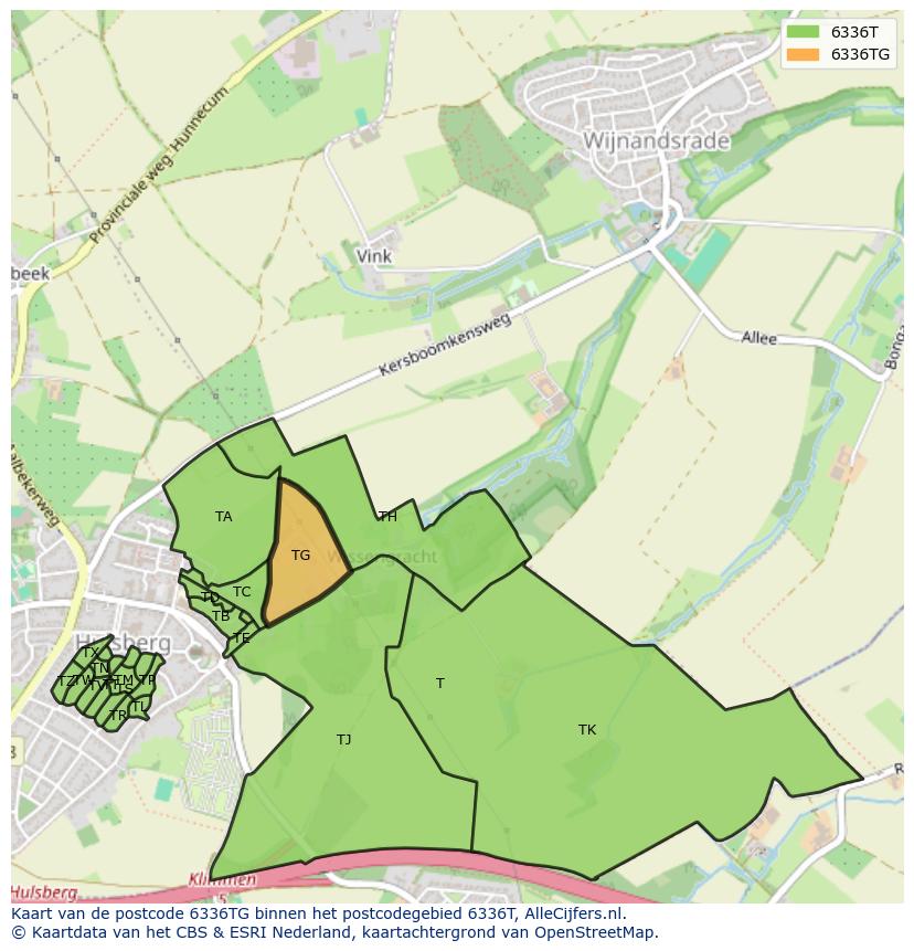 Afbeelding van het postcodegebied 6336 TG op de kaart.