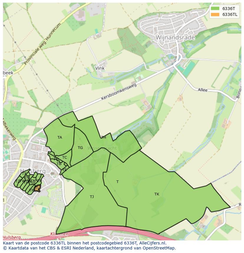 Afbeelding van het postcodegebied 6336 TL op de kaart.