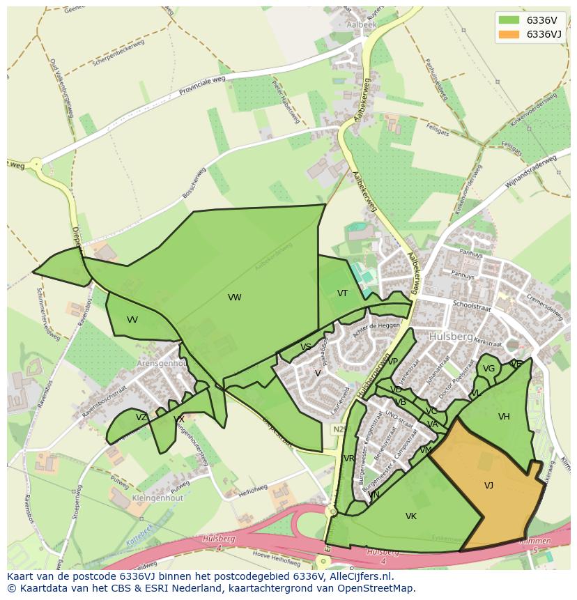 Afbeelding van het postcodegebied 6336 VJ op de kaart.