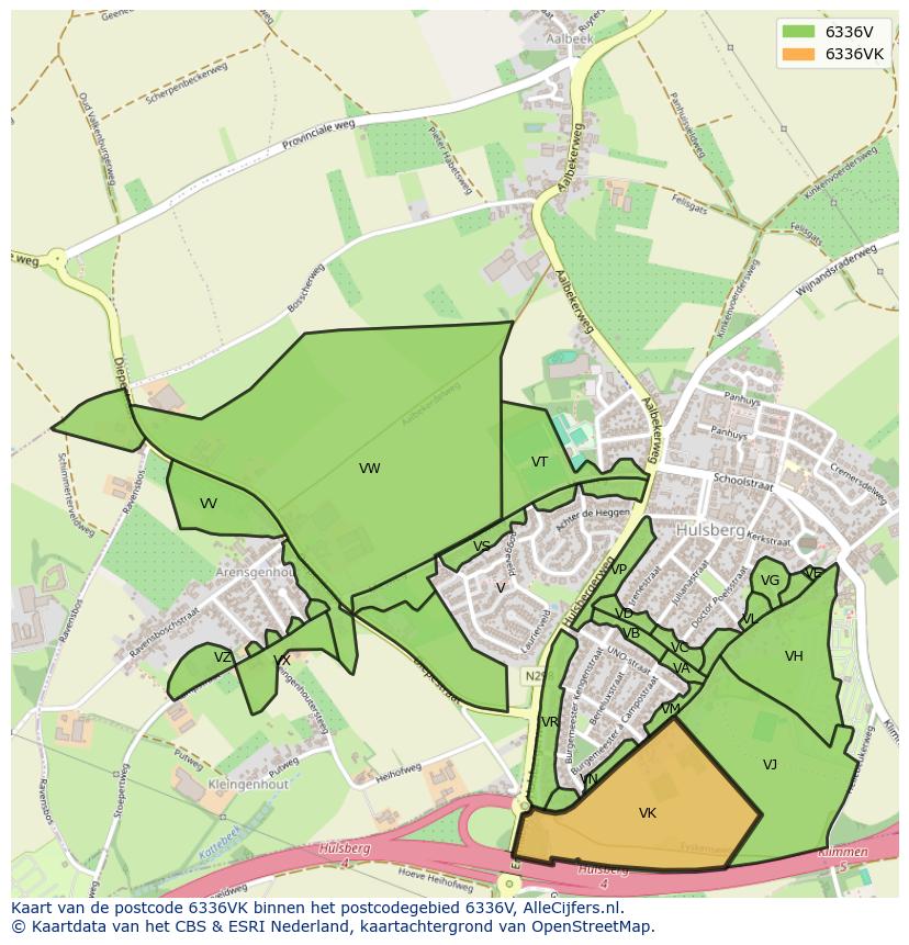 Afbeelding van het postcodegebied 6336 VK op de kaart.