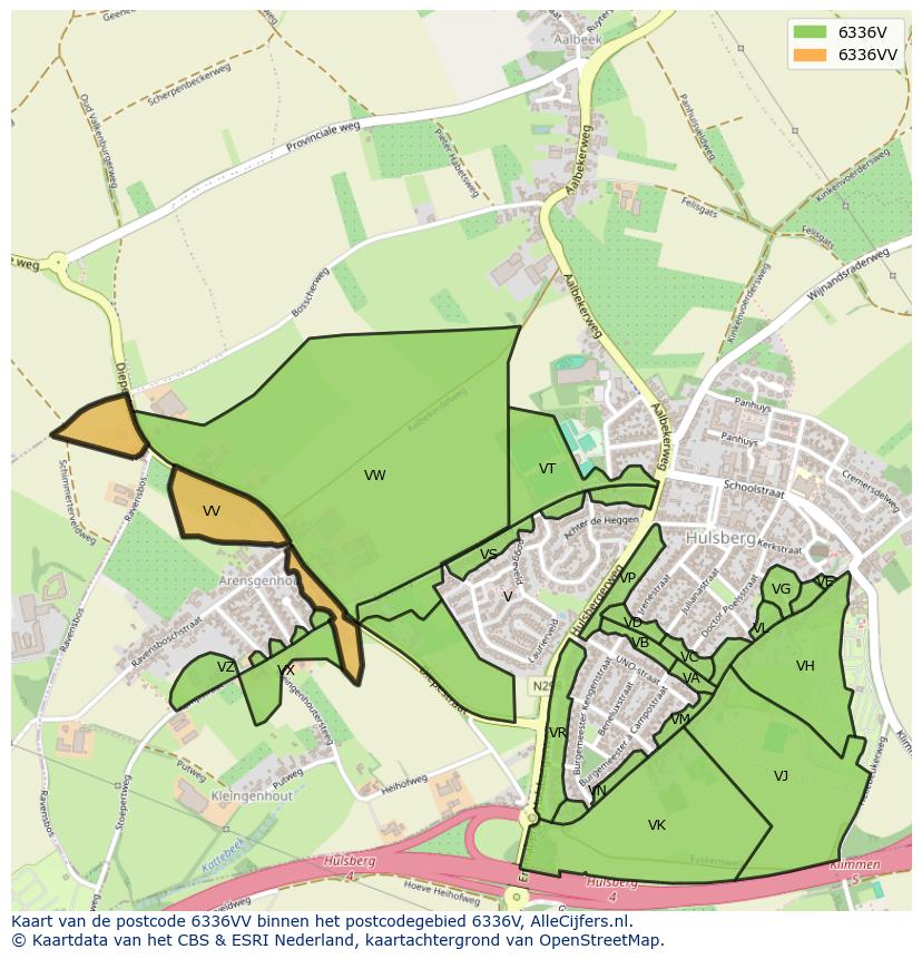 Afbeelding van het postcodegebied 6336 VV op de kaart.