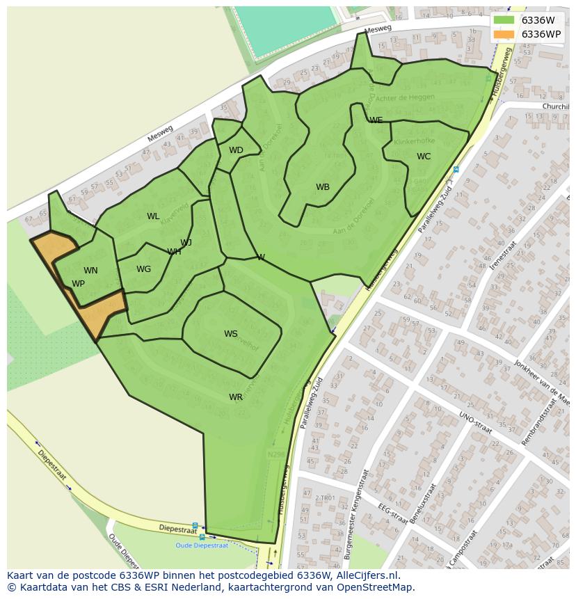 Afbeelding van het postcodegebied 6336 WP op de kaart.