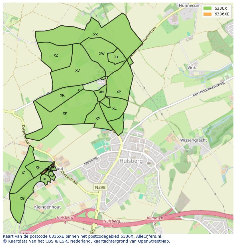 Afbeelding van het postcodegebied 6336 XE op de kaart.