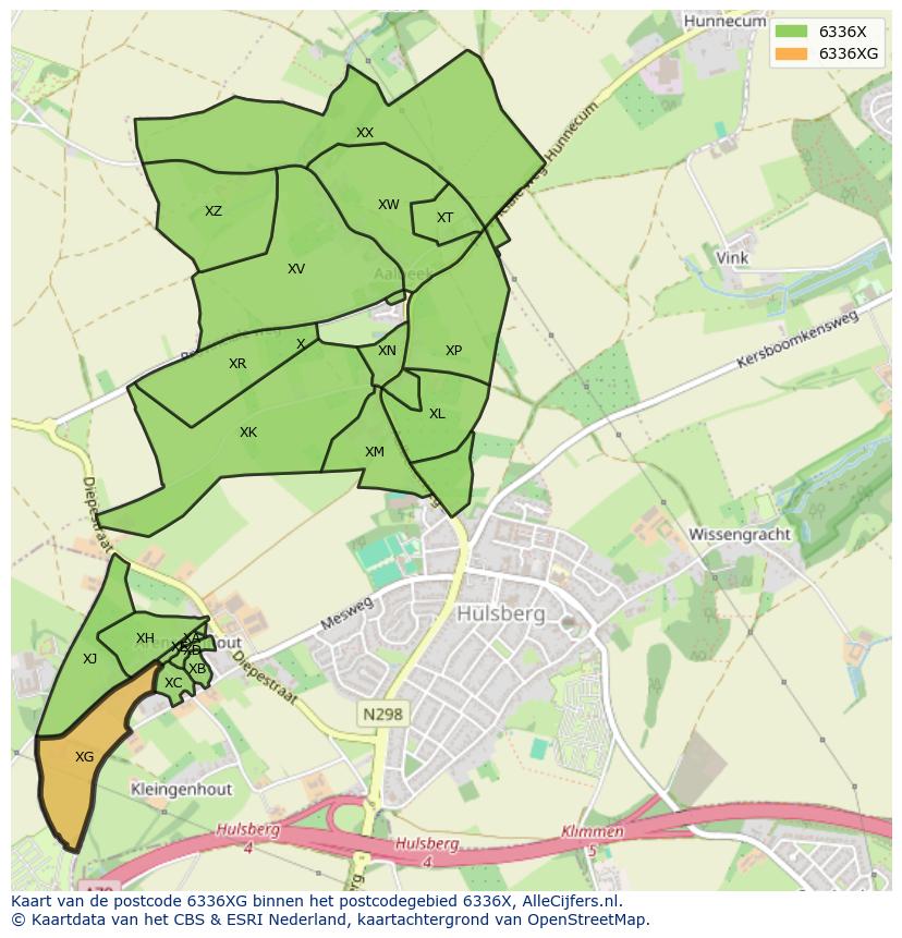 Afbeelding van het postcodegebied 6336 XG op de kaart.