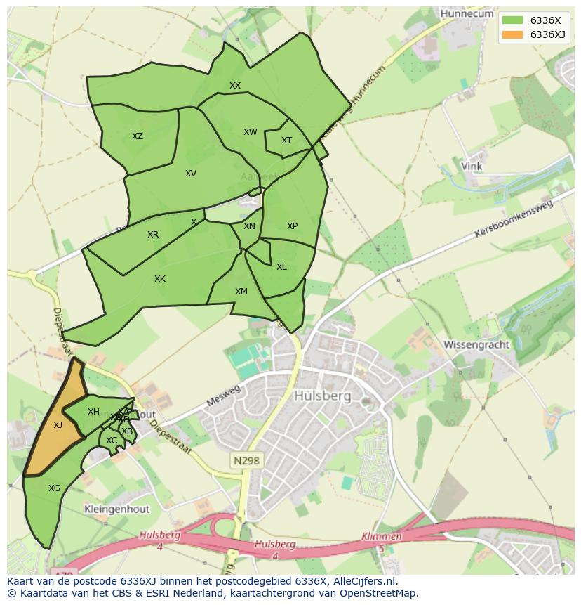 Afbeelding van het postcodegebied 6336 XJ op de kaart.