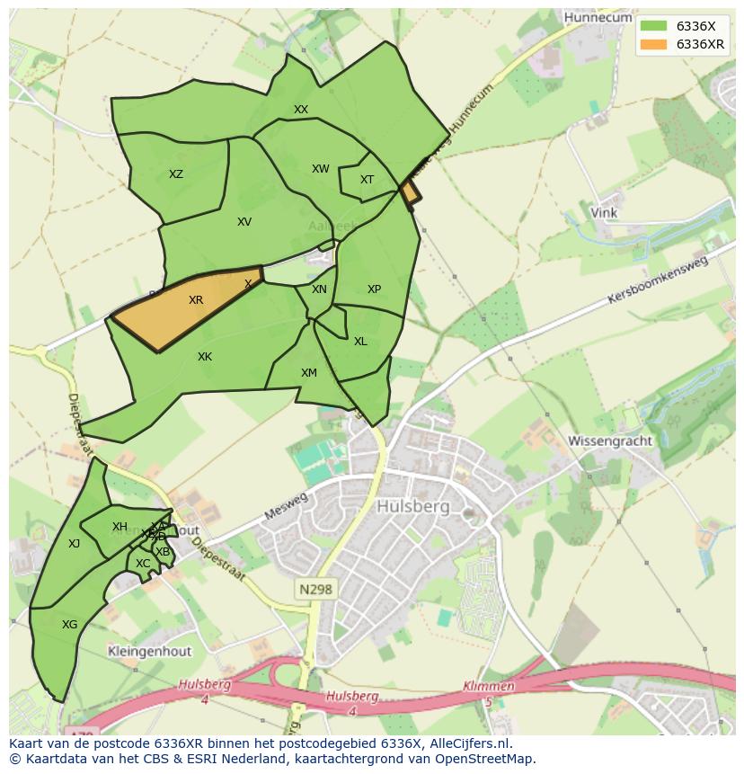 Afbeelding van het postcodegebied 6336 XR op de kaart.