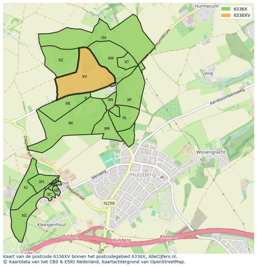 Afbeelding van het postcodegebied 6336 XV op de kaart.