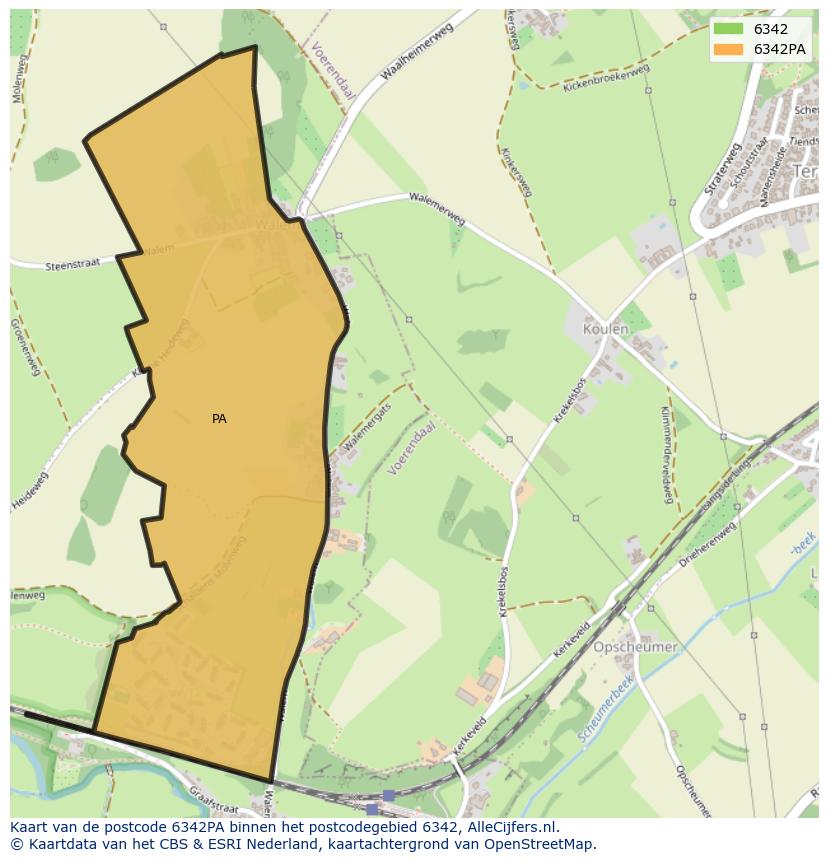 Afbeelding van het postcodegebied 6342 PA op de kaart.