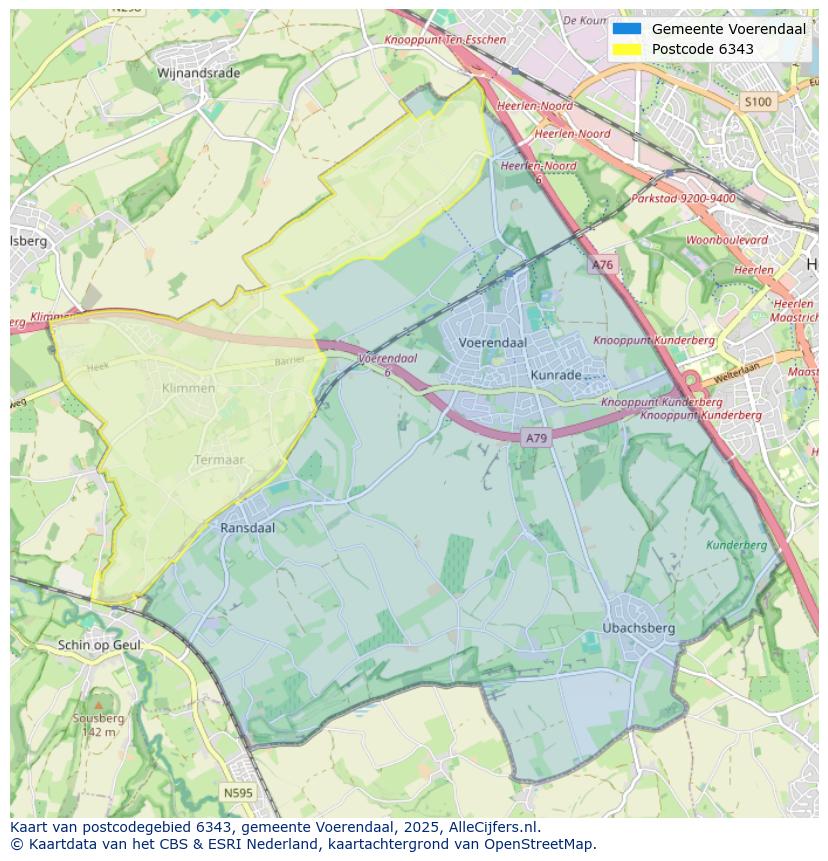 Afbeelding van het postcodegebied 6343 op de kaart.