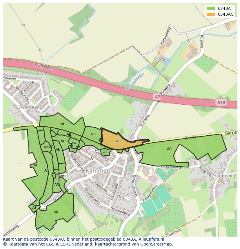 Afbeelding van het postcodegebied 6343 AC op de kaart.