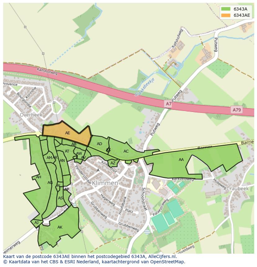Afbeelding van het postcodegebied 6343 AE op de kaart.