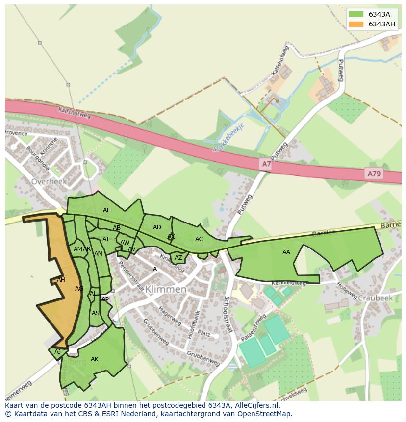 Afbeelding van het postcodegebied 6343 AH op de kaart.