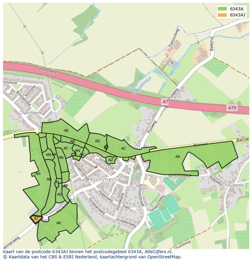 Afbeelding van het postcodegebied 6343 AJ op de kaart.