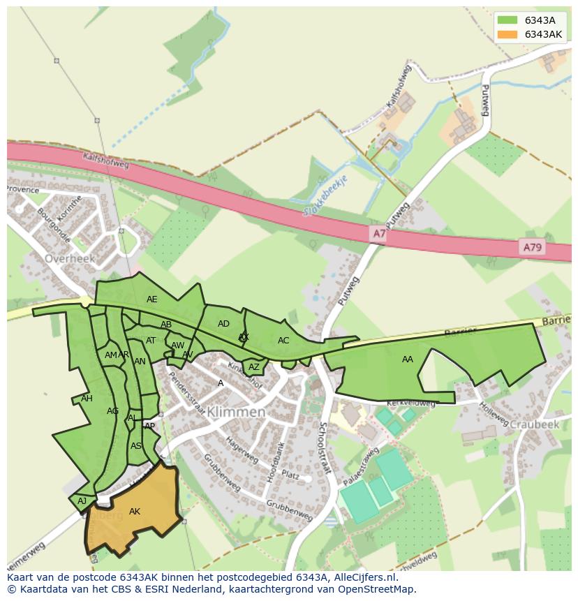 Afbeelding van het postcodegebied 6343 AK op de kaart.
