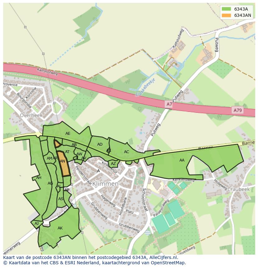 Afbeelding van het postcodegebied 6343 AN op de kaart.