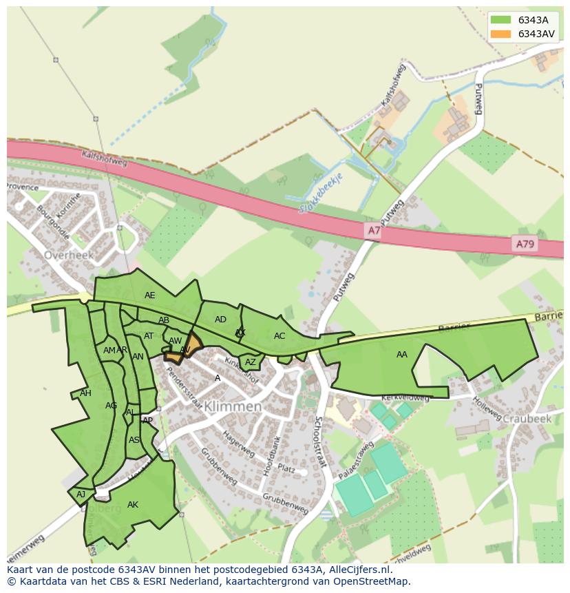Afbeelding van het postcodegebied 6343 AV op de kaart.