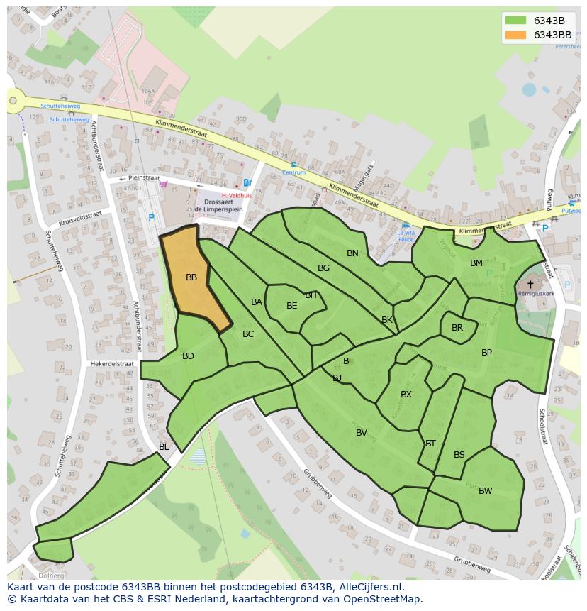 Afbeelding van het postcodegebied 6343 BB op de kaart.