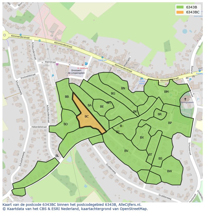 Afbeelding van het postcodegebied 6343 BC op de kaart.