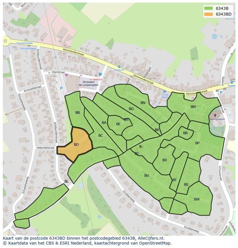 Afbeelding van het postcodegebied 6343 BD op de kaart.