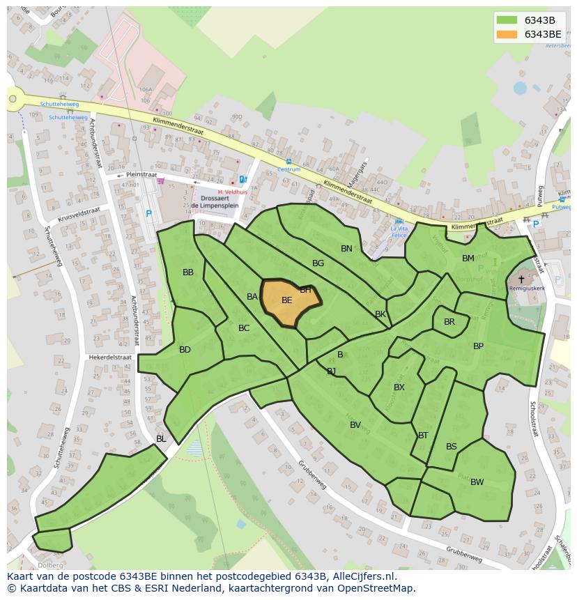 Afbeelding van het postcodegebied 6343 BE op de kaart.