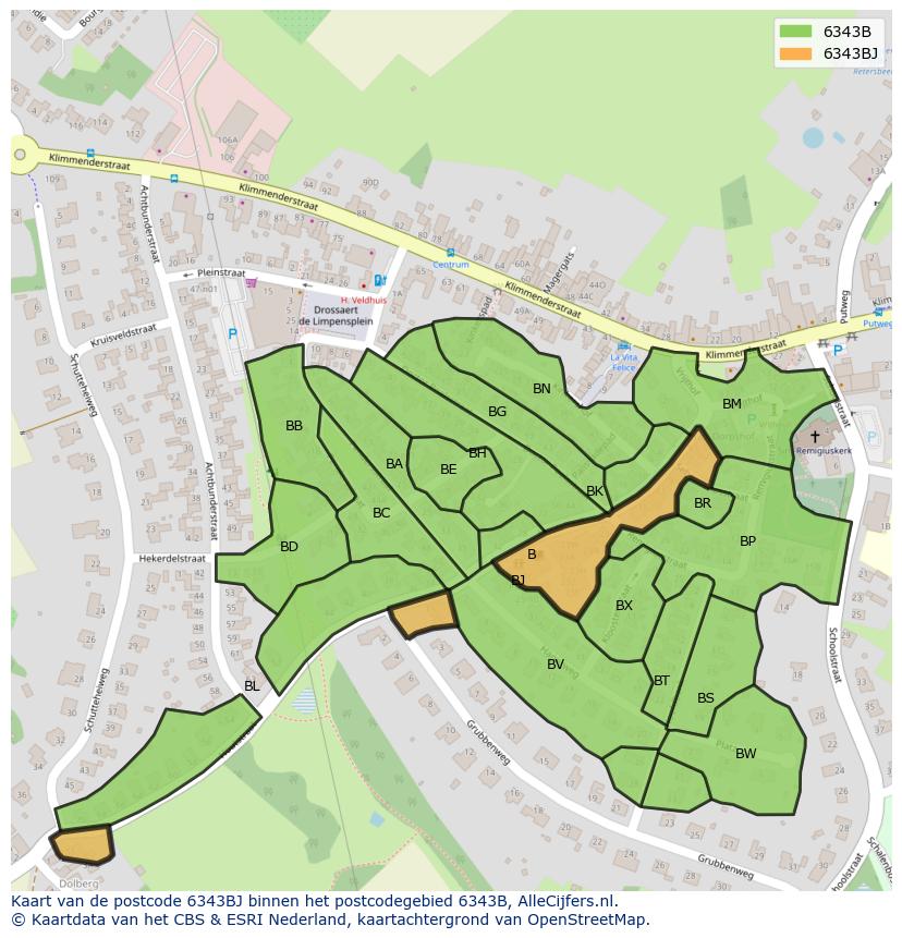 Afbeelding van het postcodegebied 6343 BJ op de kaart.