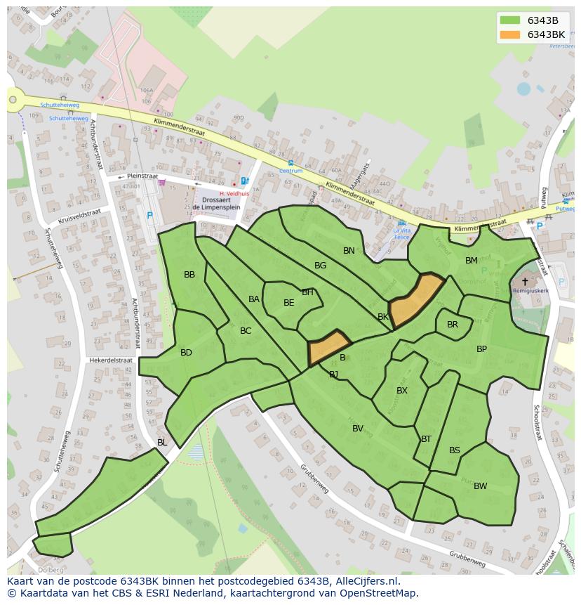 Afbeelding van het postcodegebied 6343 BK op de kaart.