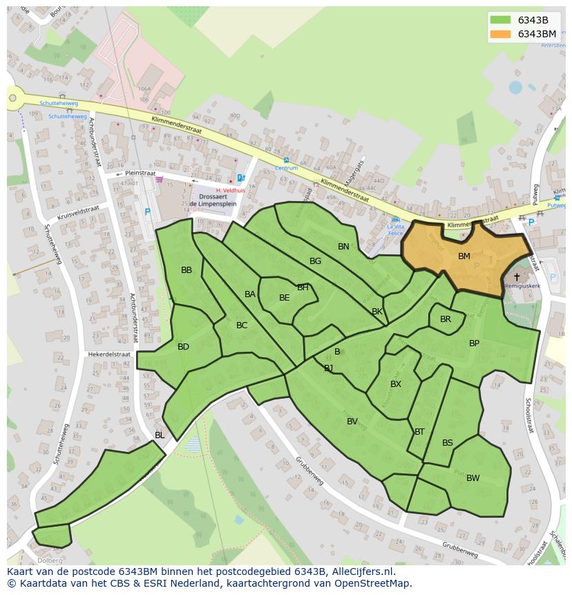 Afbeelding van het postcodegebied 6343 BM op de kaart.