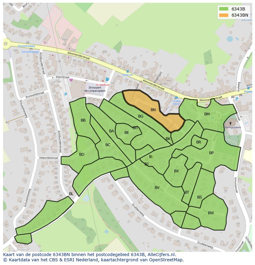 Afbeelding van het postcodegebied 6343 BN op de kaart.