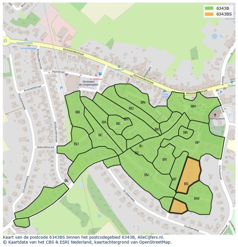 Afbeelding van het postcodegebied 6343 BS op de kaart.