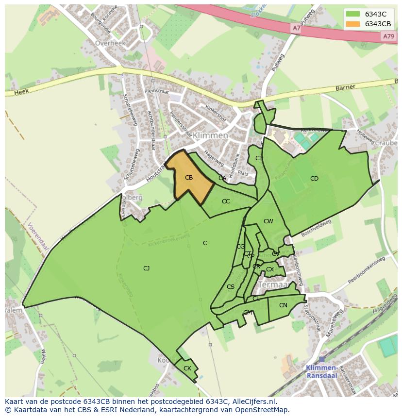 Afbeelding van het postcodegebied 6343 CB op de kaart.